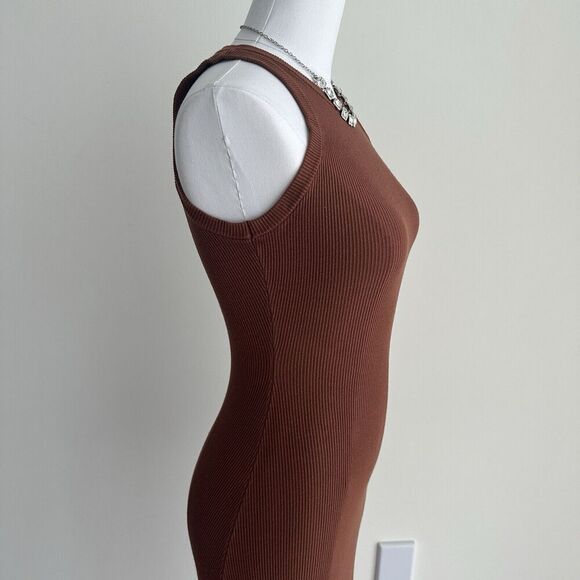 DISSH Dress Womens Small Jenna Knit Ribbed Midi Bodycon Fitted Tank Brown - Picture 6 of 8